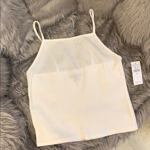 High Neck Ribbed Crop Tank